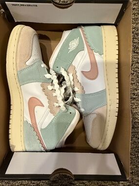 Jordan Kids Sneakers in Mint Green, Blush Pink, Cream, White